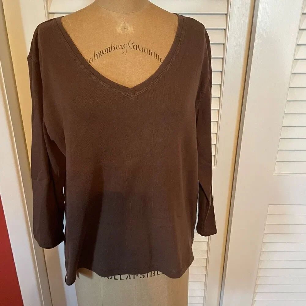CHICO’S DESIGN | brown v neck long sleeve size 2 or M